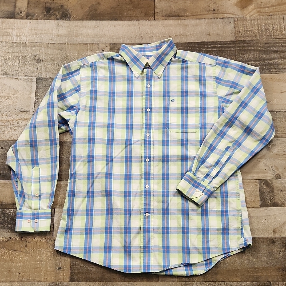 Southern Tide Classic Blue and Green Plaid Button Down